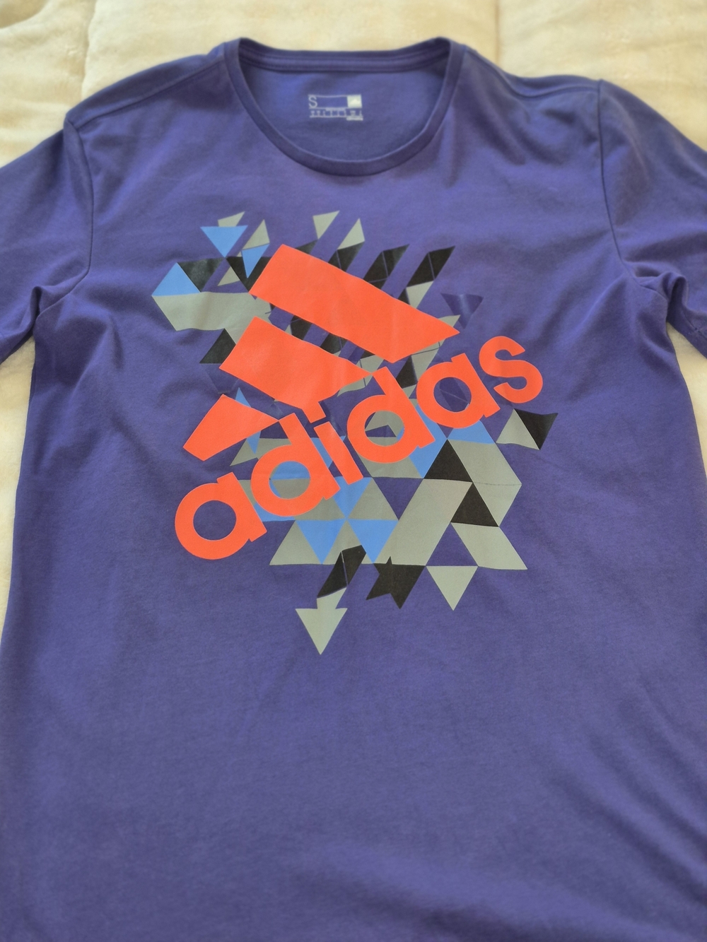 adidas Purple Short Sleeve Tee with Bright Orange Logo